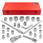 Raktelinių veržliarakčių rinkinys 3/4" 12 taškų veržliarakčiai 26el dėklas