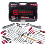 Įrankių rinkinys su antgaliais, galvutėmis, terkšle, raktais 1/4" ir 1/2" 139 vnt. su lagaminu