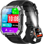 BLACKVIEW W60 2.01" 900mAh Smartwatch atsparus vandeniui,100 sporto režimų su LED žibintuvėliu - Juoda