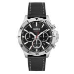 BOSS Vyrams Odinė Troper Laikrodžiai, Juoda