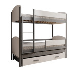 Dviaukštė vaikiška lova ADRK Furniture Leia, 200x90 cm, balta/pilka