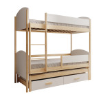 Dviaukštė vaikiška lova ADRK Furniture Leia, 200x90 cm, balta/ruda