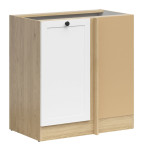 Pastatoma kampinė virtuvės spintelė Black Red White Junona Line, balta/ruda