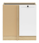 Virtuvės kairės kampo spintelė Black Red White Junona Line, balta/ruda