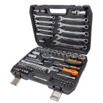 Įrankių rinkinys su galvutėmis, antgaliais, terkšle 82 vnt lagaminas