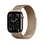 Apple Watch Series 11 GPS + Cellular 46mm Gold Titanium Case with Gold Milanese Loop - M/L - MFD84ET/A