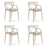 4-ių kėdžių komplektas Leobert Kato, smėlio spalvos