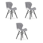 3-jų kėdžių komplektas Leobert Lago, pilkas/baltas/juodas