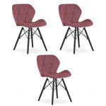 3-jų kėdžių komplektas Leobert Lago, tamsiai rožinis/juodas