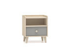 Spintelė prie lovos ML Meble Mevel 10, 52x45x36 cm, smėlio/pilkos spalvos