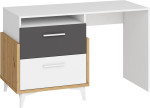 Rašomasis stalas Meblocross Hey 04, baltas/tamsiai pilkas