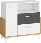 Komoda Meblocross Hey 07, balta/tamsiai pilka