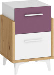 Naktinė spintelė Meblocross Hey 19, balta/violetinė