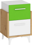 Naktinė spintelė Meblocross Hey 19, balta/žalia