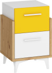 Naktinė spintelė Meblocross Hey 19, balta/geltona