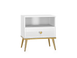 Naktinis staliukas ML Meble Goldin 07, baltas/auksinis