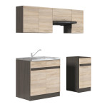 6-ių dalių virtuvės baldų komplektas Black Red White Junona Line, smėlio/rudos spalvos