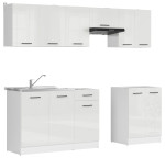 5-ių dalių virtuvės baldų komplektas Black Red White Junona Line, baltas