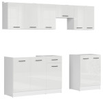 7-ių dalių virtuvės baldų komplektas Black Red White Junona Line, baltas