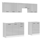 7-ių dalių virtuvės baldų komplektas Black Red White Junona Line, pilkas/baltas