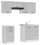 6-ių dalių virtuvės baldų komplektas Black Red White Junona Line, pilkas/baltas