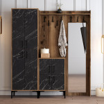 Salės stendas Berlin ABC - Walnut, Black Marble