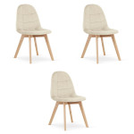 3-ių kėdžių komplektas Oskar Bora, smėlio spalvos