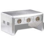 Aviator Kavos staliukas, su 3 stalčiais, vintažinio lėktuvo stiliaus 