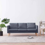 Trivietė sofa, audinys, tamsiai pilka 