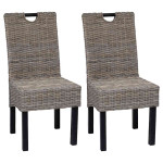 Valgomojo kėdės, 2 vnt., Kubu ratanas, mango mediena