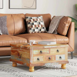 Kavos staliukas, perdirbta mediena, 70x70x38cm