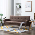 Trivietė sofa, audinys, ruda 