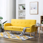 Trivietė sofa, audinys, geltona 