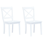 Valgomojo kėdės, 2 vnt., balt. sp., kaučiukmedžio med. masyvas