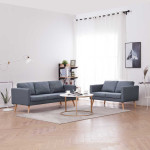 Sofų komplektas, 2-vietė ir 3-vietė, audinys, tamsiai pilkas 