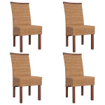 Valgomojo kėdės, 4 vnt., rudos, natūralus ratanas