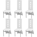 Valgomojo kėdės, 6vnt., baltos, dirbtinė oda