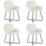 Valgomojo kėdės, 4vnt., kreminės spalvos, aksomas