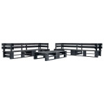 Sodo komplektas iš palečių, 6 dalių, juodos spalvos, mediena