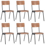 Valgomojo kėdės, 6 vnt., rudos sp., fanera (280084+280085)