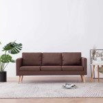 Trivietė sofa, ruda, audinys