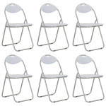 Sulankstomos valgomojo kėdės, 6vnt., baltos sp., dirbtinė oda