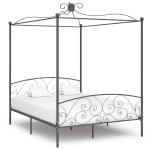 Lovos rėmas su baldakimu, pilkos spalvos, 180x200cm, metalas