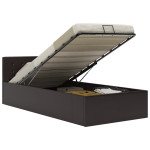 Lovos rėmas su daiktadėže, pilkas, 100x200cm, dirbtinė oda