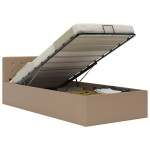 Lovos rėmas su daiktadėže, kapučino, 100x200cm, dirbtinė oda