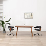 Pasukama valgomojo kėdė, juoda, lenkta mediena ir dirbtinė oda