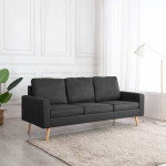 Trivietė sofa, tamsiai pilkos spalvos, audinys