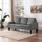 Trivietė sofa, pilkos spalvos, dirbtinė oda