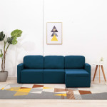 Trivietė modulinė sofa-lova, mėlynos spalvos, audinys