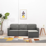 Trivietė modulinė sofa-lova, taupe spalvos, audinys